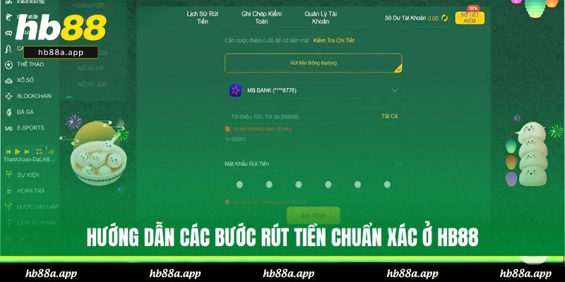 Từng thao tác thực hiện rút tiền HB88 nhanh, hiệu quả